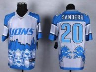 Nike Detroit Lions -20 Barry Sanders Blue NFL Elite Noble Fashion Jersey
