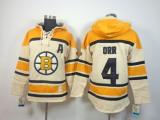 Boston Bruins -4 Bobby Orr Cream Sawyer Hooded Sweatshirt Stitched NHL Jersey