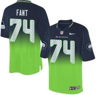 Nike Seahawks -74 George Fant Steel Blue Green Stitched NFL Elite Fadeaway Fashion Jersey