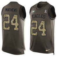 Nike Eagles -24 Ryan Mathews Green Stitched NFL Limited Salute To Service Tank Top Jersey