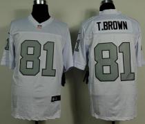 Nike Oakland Raiders #81 Tim Brown White Silver No Men's Stitched NFL Elite Jersey Nike Oakland Raiders #81 Tim Brown White Silver No Men's Stitched NFL Elite Jersey