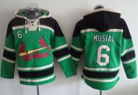 St Louis Cardinals #6 Stan Musial Green Sawyer Hooded Sweatshirt MLB Hoodie