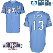 Kansas City Royals -13 Salvador Perez Light Blue Cool Base W 2014 World Series Patch Stitched MLB Je Kansas City Royals -13 Salvador Perez Light Blue Cool Base W 2014 World Series Patch Stitched MLB Je