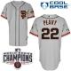 San Francisco Giants #22 Jake Peavy Grey Road 2 Cool Base W 2014 World Series Champions Patch Stitch