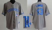 MLB Toronto Blue Jays #13 Brett Lawrie Stitched Grey Cool Base Autographed Jersey MLB Toronto Blue Jays #13 Brett Lawrie Stitched Grey Cool Base Autographed Jersey