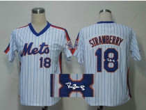 MLB New York Mets -18 Darryl Strawberry Stitched White Autographed Jersey