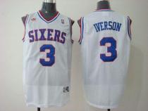Philadelphia 76ers -3 Allen Iverson White Stitched Throwback NBA Jersey Philadelphia 76ers -3 Allen Iverson White Stitched Throwback NBA Jersey