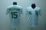 Chicago White Sox -15 Gordon Beckham Stitched White Green Strip MLB Jersey