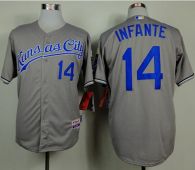Kansas City Royals -14 Omar Infante Grey Cool Base Stitched MLB Jersey