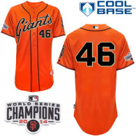 San Francisco Giants #46 Santiago Casilla Orange Alternate Cool Base W 2014 World Series Champions P