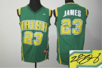 Autographed Miami Heat -23 LeBron James Green Irish High School Stitched NBA Jersey Autographed Miami Heat -23 LeBron James Green Irish High School Stitched NBA Jersey
