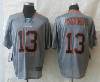 New Nike Miami Dolphins -13 Marino Lights Out Grey Elite Jerseys