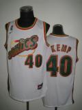Oklahoma City Thunder -40 Shawn Kemp White SuperSonics Throwback Stitched NBA Jersey