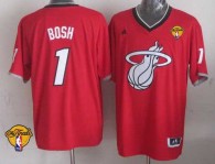 Miami Heat -1 Chris Bosh Red 2013 Christmas Day Swingman Finals Patch Stitched NBA Jersey