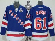 New York Rangers -61 Rick Nash Blue Home With 2014 Stanley Cup Finals Stitched NHL Jersey