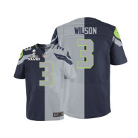 Seattle Seahawks Super Bowl XLVIII #3 Men‘s Russell Wilson Elite Team Alternate Two Tone Jersey