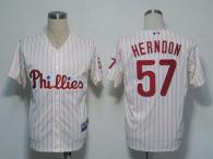 Philadelphia Phillies #57 David Herndon White Red Strip  Cool Base Stitched MLB Jersey