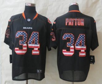 2014 New Nike Chicago Bears 34 Payton USA Flag Fashion Black Elite Jerseys