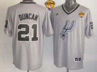 San Antonio Spurs -21 Tim Duncan Grey 2013 Christmas Day Swingman Finals Patch Stitched NBA Jersey