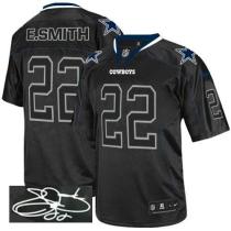 Nike Dallas Cowboys #22 Emmitt Smith Lights Out Black Men's Stitched NFL Elite Autographed Jersey