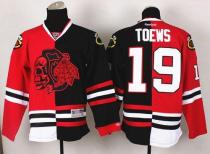 Chicago Blackhawks -19 Jonathan Toews Red Black Split Red Skull Stitched NHL Jersey