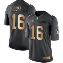 Nike Rams -16 Jared Goff Black Stitched NFL Limited Gold Salute To Service Jersey Nike Rams -16 Jared Goff Black Stitched NFL Limited Gold Salute To Service Jersey