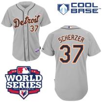 Detroit Tigers #37 Max Scherzer Grey Cool Base w 2012 World Series Patch Stitched MLB Jersey Detroit Tigers #37 Max Scherzer Grey Cool Base w 2012 World Series Patch Stitched MLB Jersey