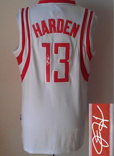Revolution 30 Autographed Houston Rockets -13 James Harden White Stitched NBA Jersey