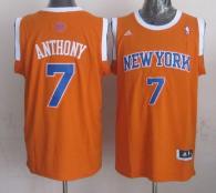 Revolution 30 New York Knicks -7 Carmelo Anthony New Orange Alternate Stitched NBA Jersey