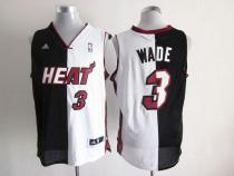 Miami Heat -3 Dwyane Wade Black White Split Fashion Stitched NBA Jersey Miami Heat -3 Dwyane Wade Black White Split Fashion Stitched NBA Jersey