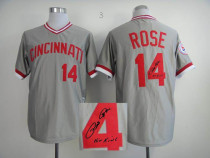 MLB Cincinnati Reds -14 Pete Rose Stitched Grey Autographed Jersey MLB Cincinnati Reds -14 Pete Rose Stitched Grey Autographed Jersey