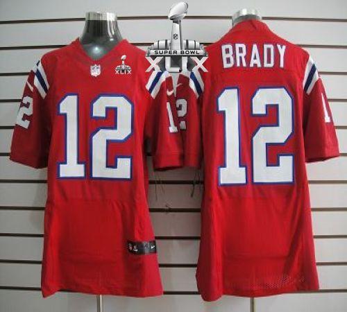 Nike New England Patriots -12 Tom Brady Red Alternate Super Bowl XLIX Mens Stitched NFL Elite Jersey