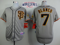 San Francisco Giants #7 Gregor Blanco Grey Road 2 Cool Base W 2014 World Series Patch Stitched MLB J