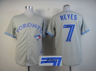 Autographed MLB Toronto Blue Jays #7 Jose Reyes Grey Cool Base Stitched Jersey