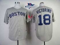 Boston Red Sox #18 Shane Victorino Grey Cool Base 2013 World Series Champions Patch Stitched MLB Jer Boston Red Sox #18 Shane Victorino Grey Cool Base 2013 World Series Champions Patch Stitched MLB Jer