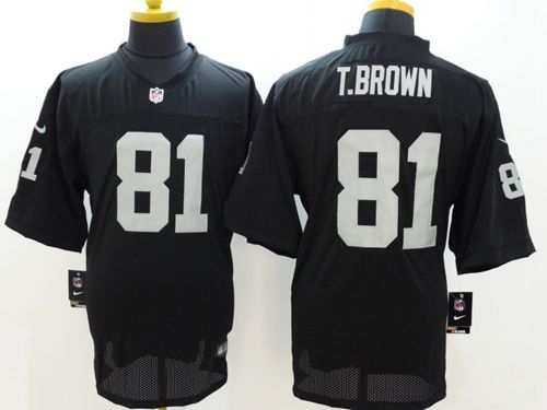 Nike Oakland Raiders #81 Tim Brown Black Team Color Men's Stitched NFL Elite Jersey