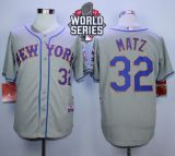 New York Mets -32 Steven Matz Grey Road Cool Base W 2015 World Series Patch Stitched MLB Jersey