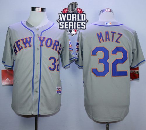 New York Mets -32 Steven Matz Grey Road Cool Base W 2015 World Series Patch Stitched MLB Jersey