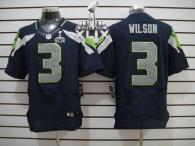 Nike Seattle Seahawks #3 Russell Wilson Steel Blue Team Color Super Bowl XLIX Men‘s Stitched NFL Eli