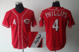 MLB Cincinnati Reds -4 Brandon Phillips Stitched Red Autographed Jersey