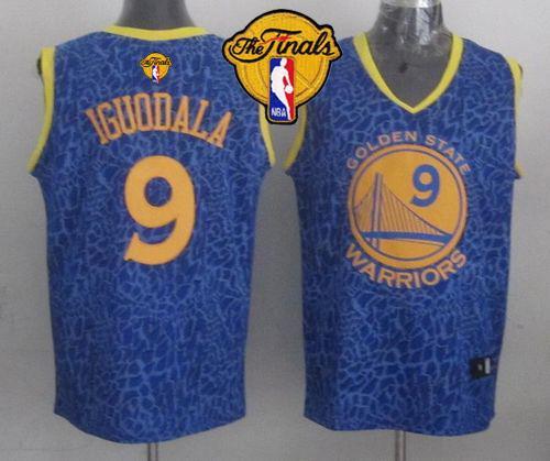 Golden State Warriors -9 Andre Iguodala Blue Crazy Light The Finals Patch Stitched NBA Jersey