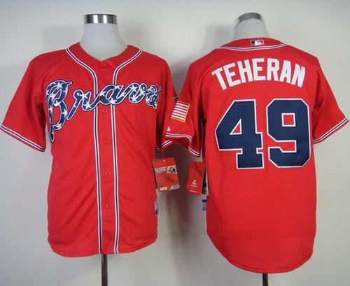 Atlanta Braves #49 Julio Teheran Red Cool Base Stitched MLB Jersey