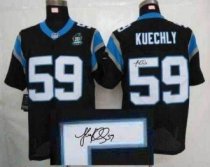Nike Panthers -59 Luke Kuechly Black Team Color With 20TH Season Patch Stitched Autographed Jersey Nike Panthers -59 Luke Kuechly Black Team Color With 20TH Season Patch Stitched Autographed Jersey