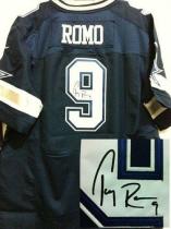 Nike Dallas Cowboys #9 Tony Romo Navy Blue Team Color Men's Stitched NFL Elite Autographed Jersey