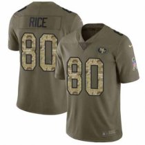 Nike 49ers -80 Jerry Rice Olive Camo Stitched NFL Limited 2017 Salute To Service Jersey