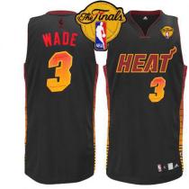 Miami Heat -3 Dwyane Wade Black Finals Patch Stitched NBA Vibe Jersey Miami Heat -3 Dwyane Wade Black Finals Patch Stitched NBA Vibe Jersey