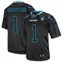 Nike Panthers -1 Cam Newton Lights Out Black With 20TH Season Patch Stitched Jersey Nike Panthers -1 Cam Newton Lights Out Black With 20TH Season Patch Stitched Jersey