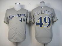 Milwaukee Brewers -49 Yovani Gallardo Stitched Grey MLB Jersey Milwaukee Brewers -49 Yovani Gallardo Stitched Grey MLB Jersey