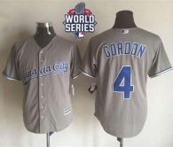 Kansas City Royals -4 Alex Gordon New Grey Cool Base W 2015 World Series Patch Stitched MLB Jersey