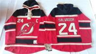 New Jersey Devils -24 Bryce Salvador Red Sawyer Hooded Sweatshirt Stitched NHL Jersey